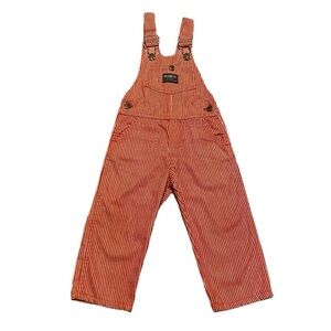 VTG OshKosh B'Gosh Baby Vestbak Overalls Red and White Striped 3 Toddler